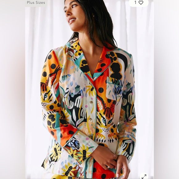 Anthropologie Other - Marcos Navarro for Anthropologie Flannel Sleep Top Colorful Animal Print small